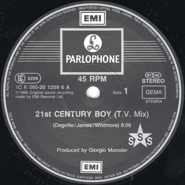 Sigue Sigue Sputnik : 21st Century Boy (Extended T.V. Mix) (12", Maxi)