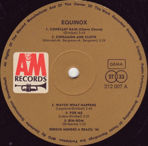 Sérgio Mendes & Brasil '66 : Equinox (LP, Album)