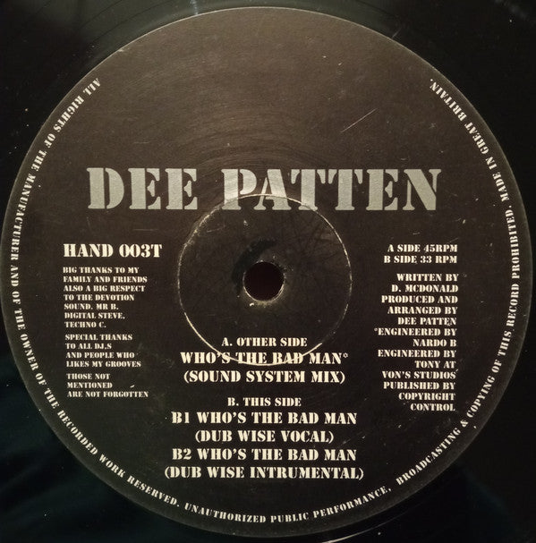 Dee Patten : Who's The Bad Man (12")