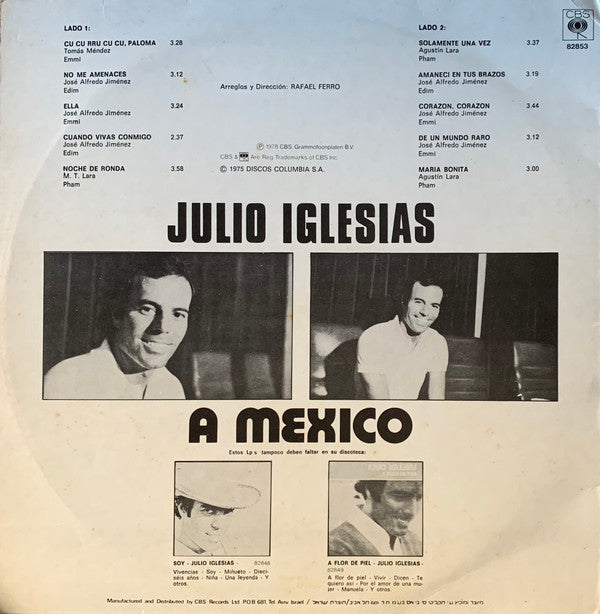 Julio Iglesias : A Mexico (LP, Album)