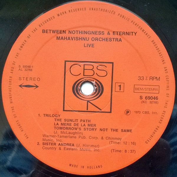 Mahavishnu Orchestra : Between Nothingness & Eternity (LP, Album)