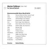 Morton Feldman, Kammerensemble Neue Musik Berlin, Roland Kluttig : For Samuel Beckett (CD, Album)