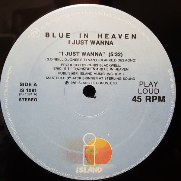 Blue In Heaven : I Just Wanna  (12")