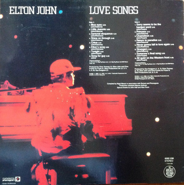 Elton John : Love Songs (LP, Comp)