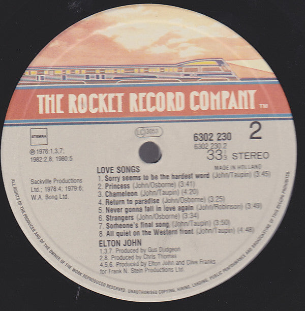 Elton John : Love Songs (LP, Comp)