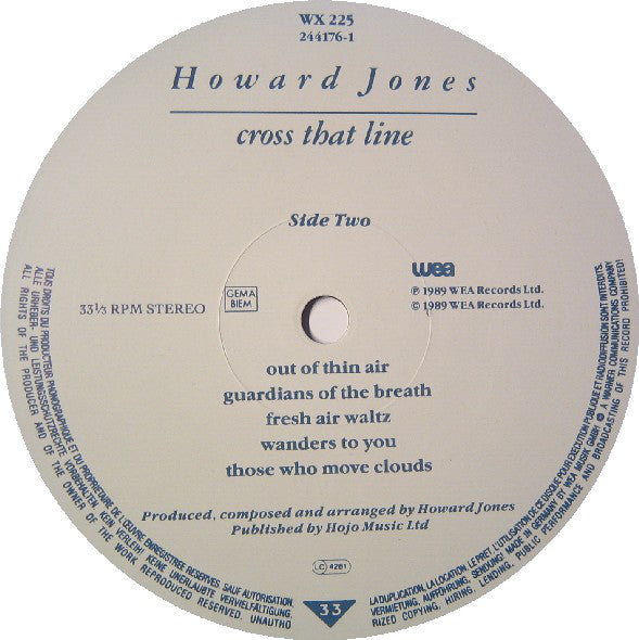 Howard Jones : Cross That Line (LP, Album)
