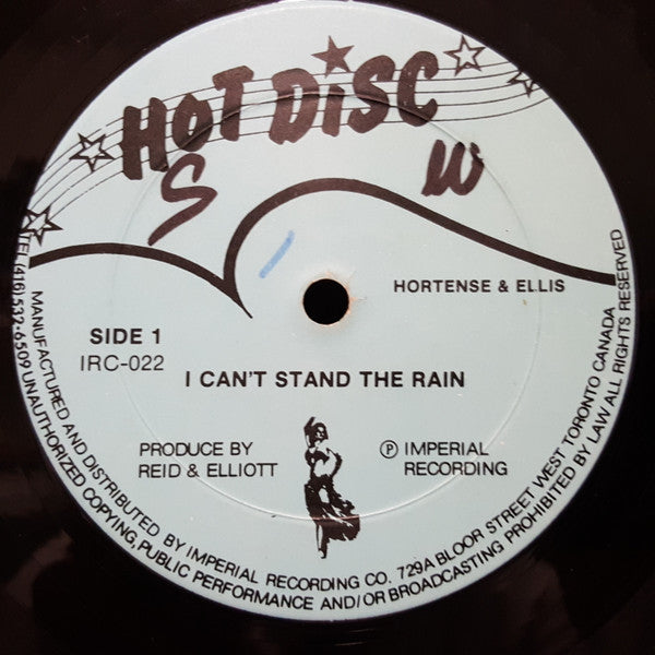 Hortense & Ellis* / Jackie* & Hortense* : I Can't Stand The Rain / Sugar Plum (12", Single)
