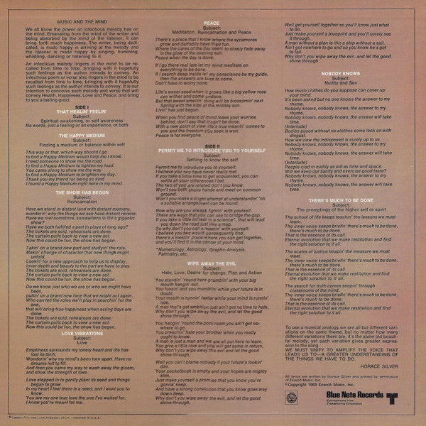 Horace Silver Quintet* With Vocals* : That Healin' Feelin' (The United States Of Mind / Phase 1) (LP, Album, Gat)