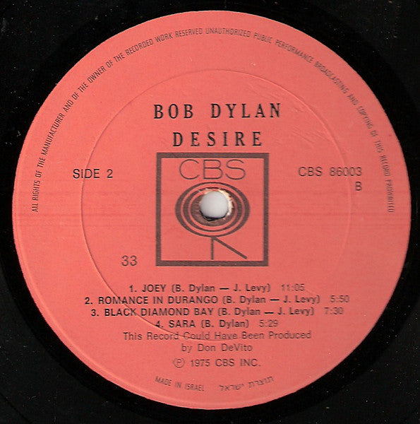 Bob Dylan : Desire (LP, Album)
