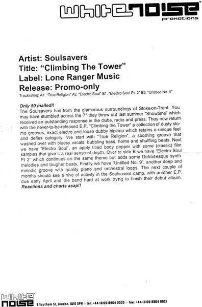 The Soulsavers : Climbing The Tower E.P. (10", EP, Promo)