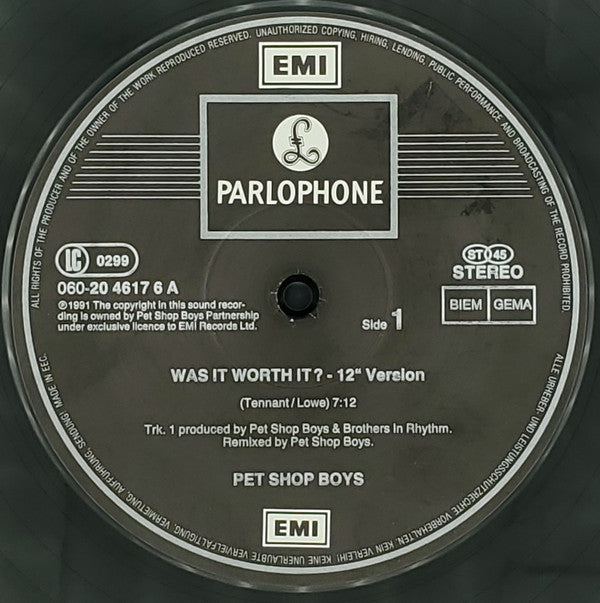 Pet Shop Boys : Was It Worth It? (12")