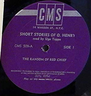 O. Henry Told By Ugo Toppo : Short Stories: The Ransom Of Red Chief & The Cop And The Anthem (LP, Mono, RE)