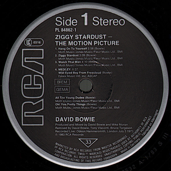 David Bowie : Ziggy Stardust - The Motion Picture (2xLP, Album)
