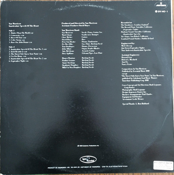 Van Morrison : Inarticulate Speech Of The Heart (LP, Album)