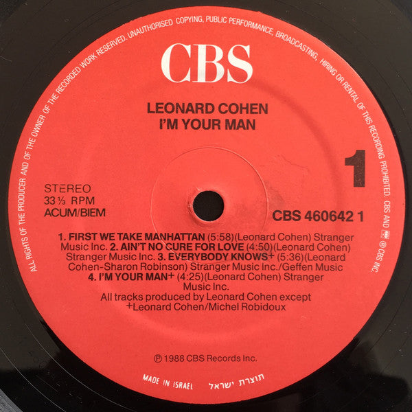 Leonard Cohen : I'm Your Man (LP, Album)