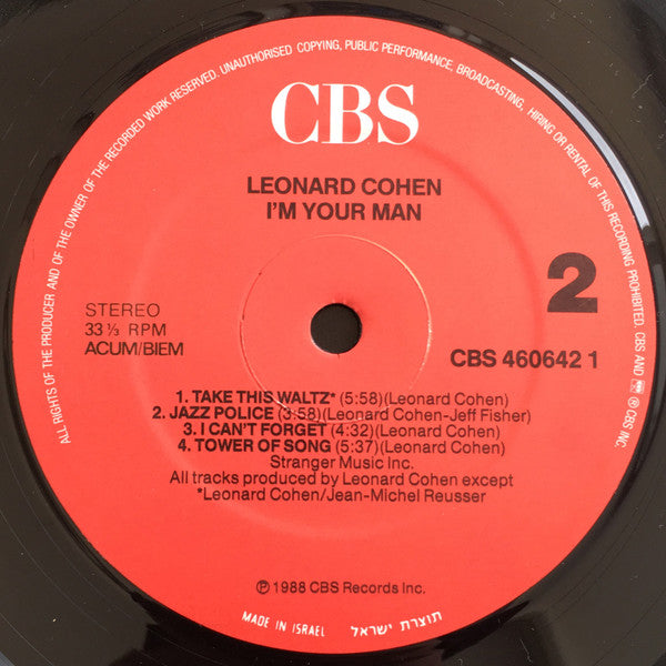 Leonard Cohen : I'm Your Man (LP, Album)