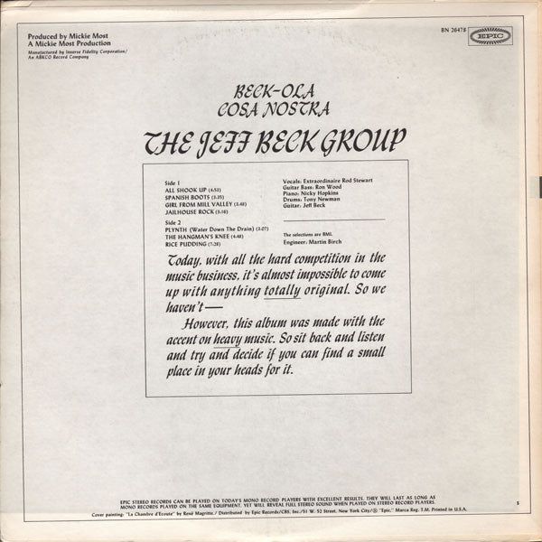 The Jeff Beck Group* : Beck-Ola (LP, Album)