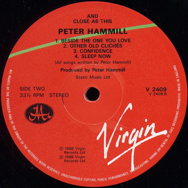 Peter Hammill : And Close As This (LP, Album)