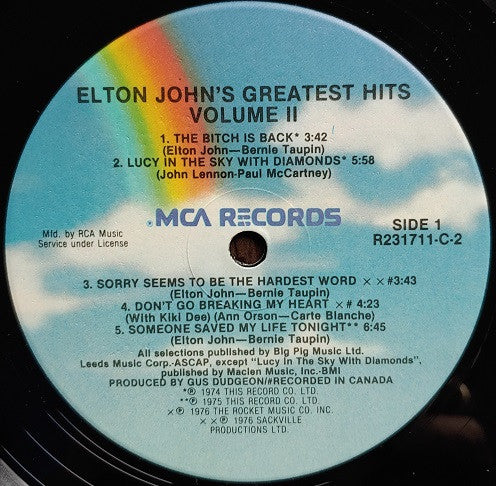 Elton John : Greatest Hits (Volumes One And Two) (2xLP, Comp, Club, Ind)