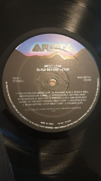Meat Loaf : Blind Before I Stop (LP, Album)