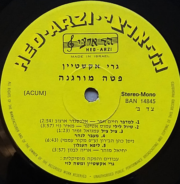 גרי אקשטיין* = Gary Eckstein, משה לוי* = Moshe Levi : פטה מורגנה = Fata Morgana (LP, Album)