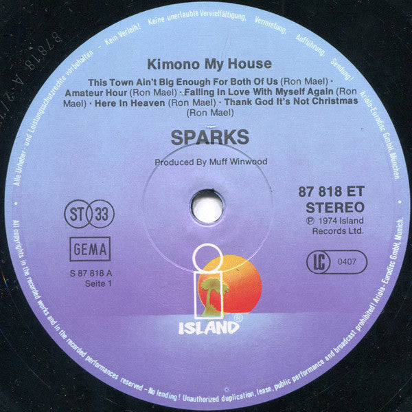Sparks : Kimono My House (LP, Album, RP)