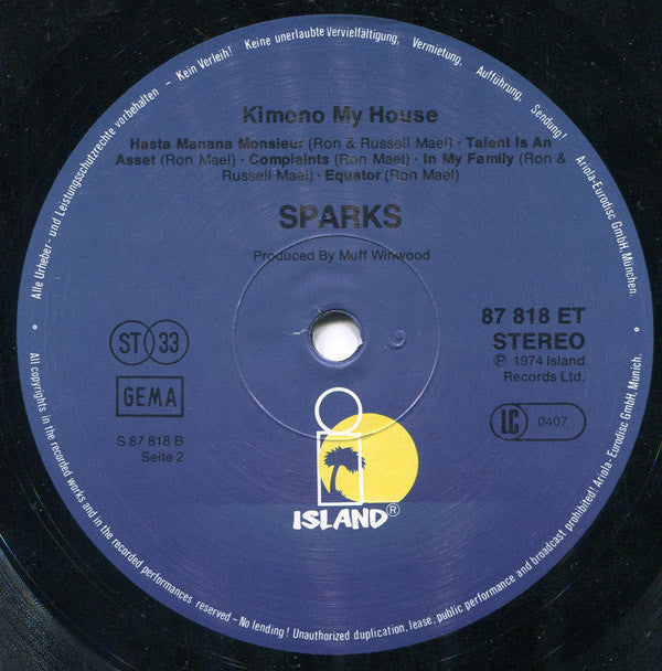 Sparks : Kimono My House (LP, Album, RP)