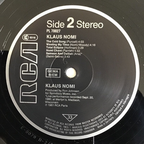 Klaus Nomi : Klaus Nomi (LP, Album, RE)