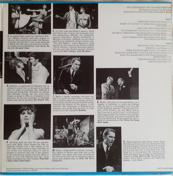 Burton Lane, Alan Jay Lerner ,- Barbara Harris (2), John Cullum : On A Clear Day You Can See Forever (Original Broadway Cast Recording) (LP, Album, RE)