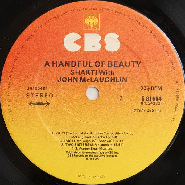Shakti (2) With John McLaughlin : A Handful Of Beauty (LP, Album)