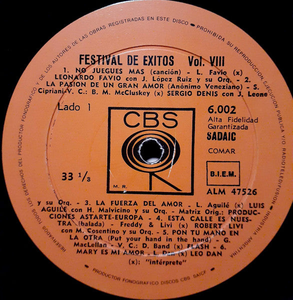 Various : Festival De Éxitos Vol. VIII (LP, Comp)