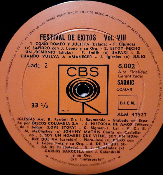 Various : Festival De Éxitos Vol. VIII (LP, Comp)