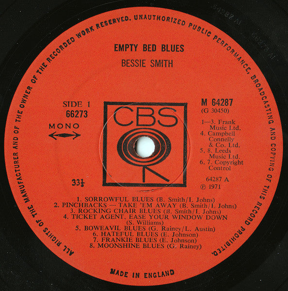 Bessie Smith : Empty Bed Blues (2xLP, Comp, Mono, Gat)