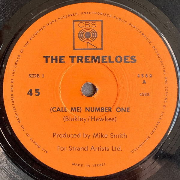 The Tremeloes : (Call Me) Number One (7", Single)
