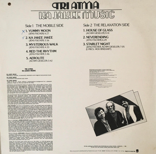 Tri Atma : Ka Jakee Music (LP, Album)
