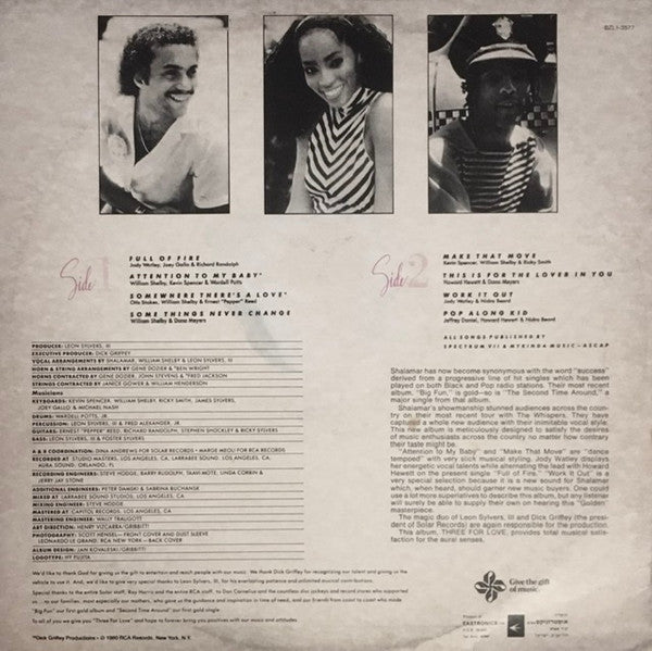 Shalamar : Three For Love (LP, Album)