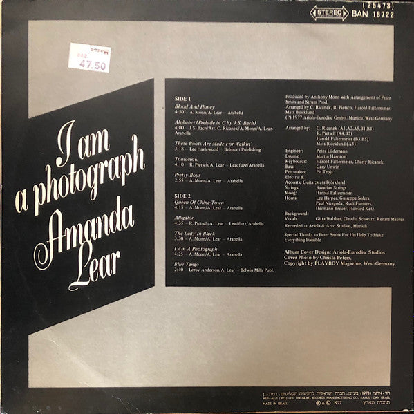 Amanda Lear : I Am A Photograph (LP, Album)