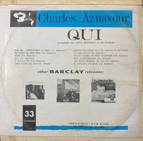 Charles Aznavour : Qui (LP, Album, Gat)
