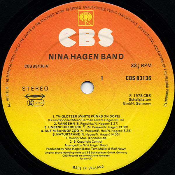 Nina Hagen Band : Nina Hagen Band (LP, Album)