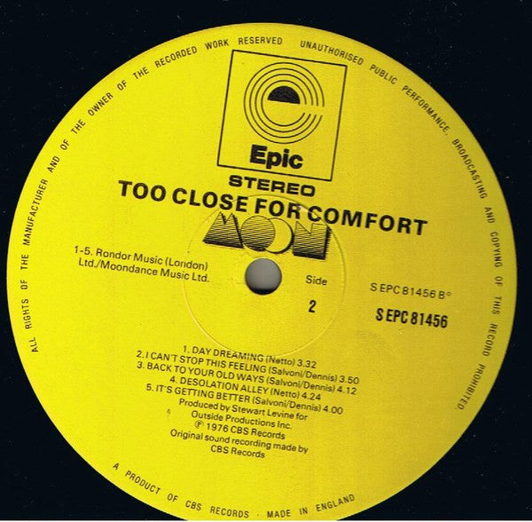 Moon (28) : Too Close For Comfort (LP, Album)