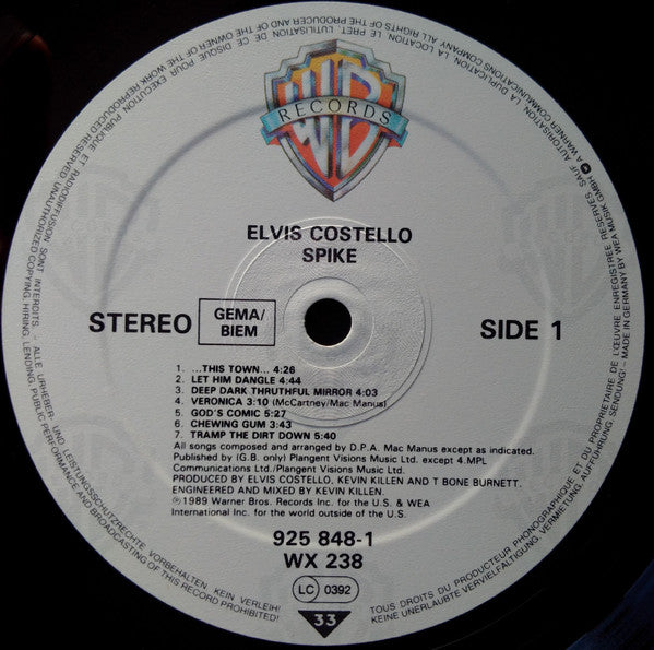 Elvis Costello : Spike (LP, Album, TEL)