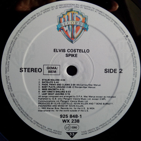 Elvis Costello : Spike (LP, Album, TEL)