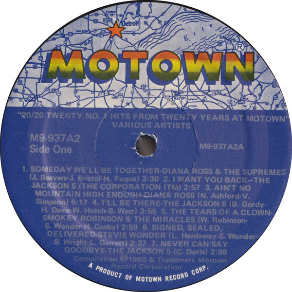 Various : 20/20 Twenty No.1 Hits From Twenty Years At Motown (2xLP, Comp)