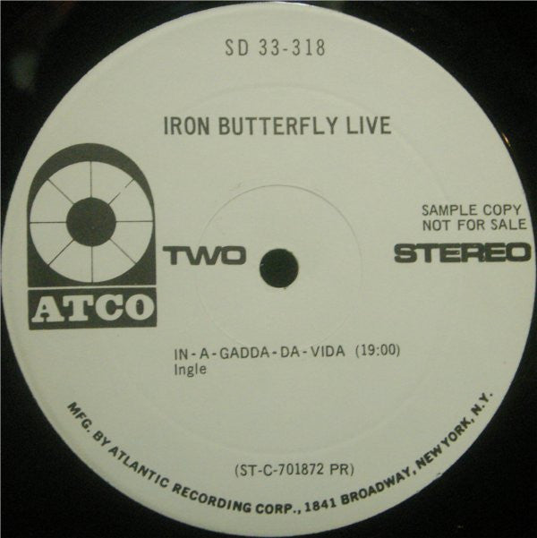 Iron Butterfly : Live (LP, Album, Promo)