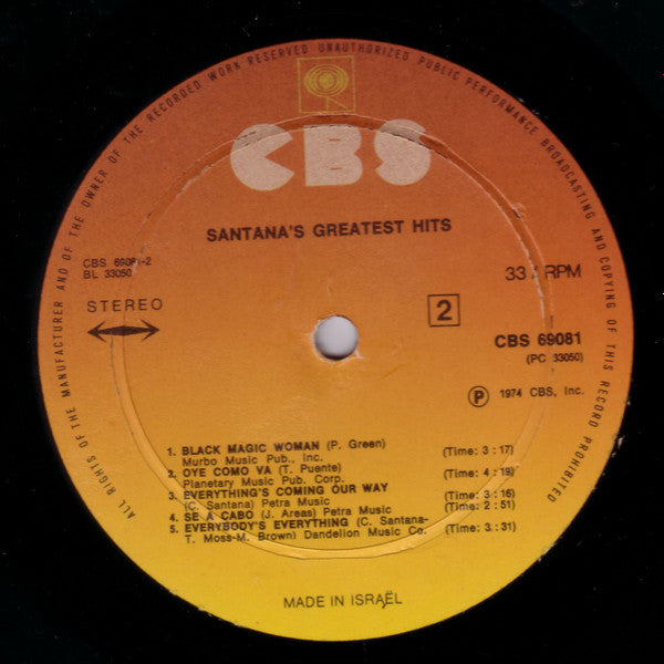 Santana : Santana's Greatest Hits (LP, Comp)