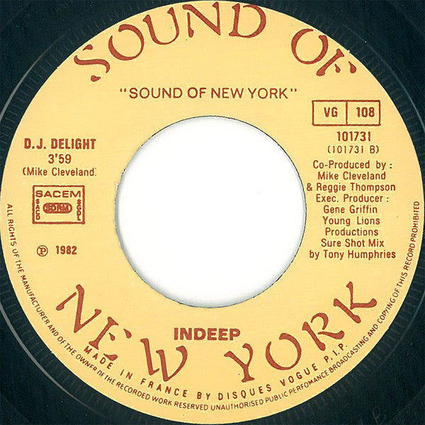Indeep : Last Night A D.J. Saved My Life (7", Single)