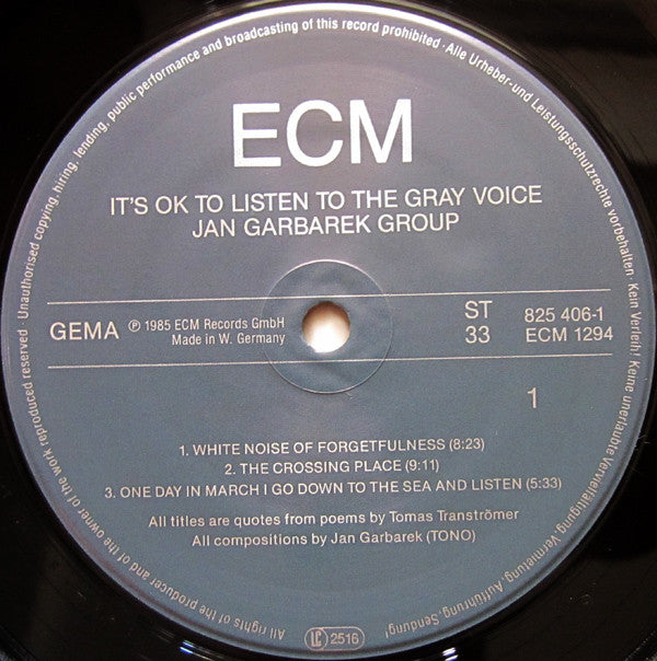 Jan Garbarek Group : It's OK To Listen To The Gray Voice (LP, Album)