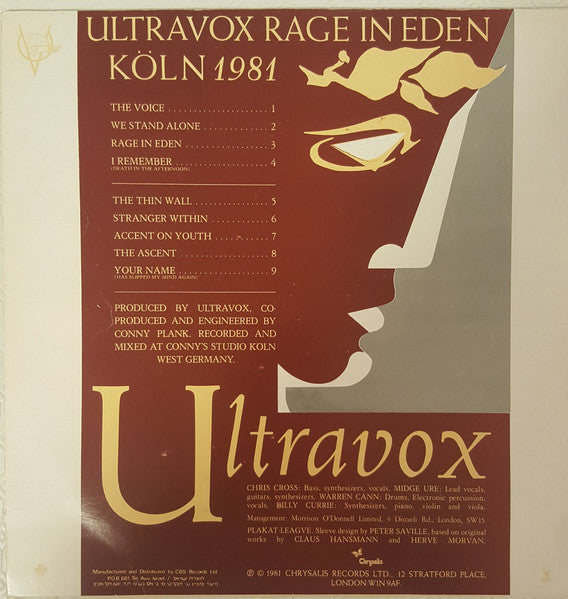 Ultravox : Rage In Eden (LP, Album)