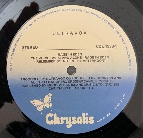 Ultravox : Rage In Eden (LP, Album)