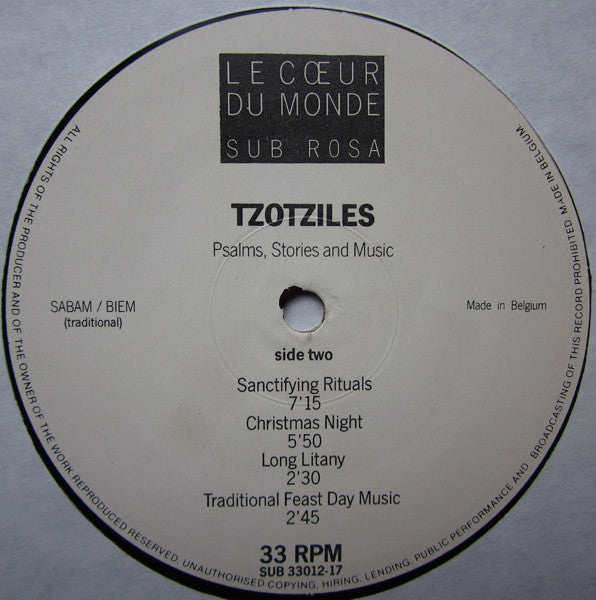 Tzotziles* : Psalms, Stories And Music (LP, Album)